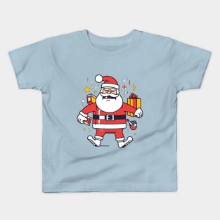 Drunk Pop Art Santa: A Colorful and Cheerful Christmas Illustration Kids T-Shirt